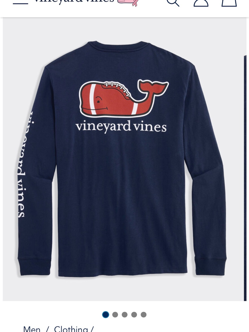 Vineyard Vines Men’s Navy Long-Sleeve Whale Logo Navy Suze XL